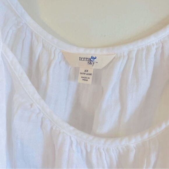 Terra & Sky White Sleeveless Top 100% Cotton Sz 2X Gorgeous NWT - Picture 3 of 5